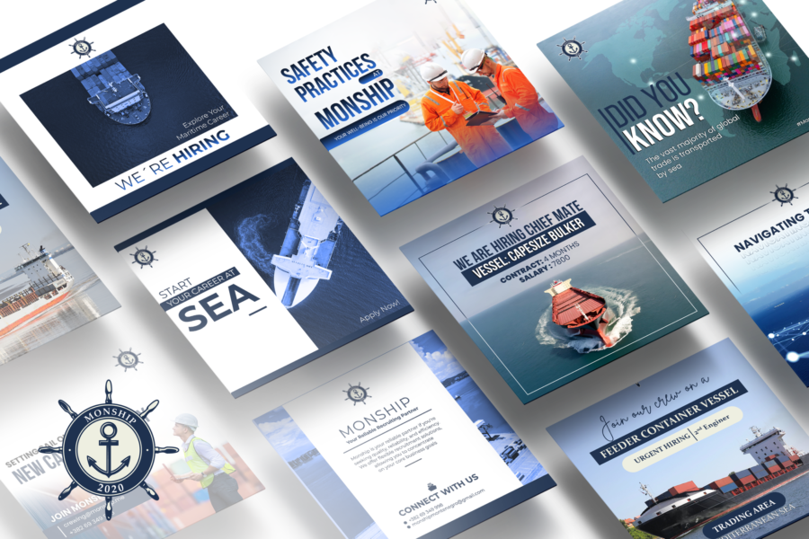 Social media post designs created by Madexify for Monship