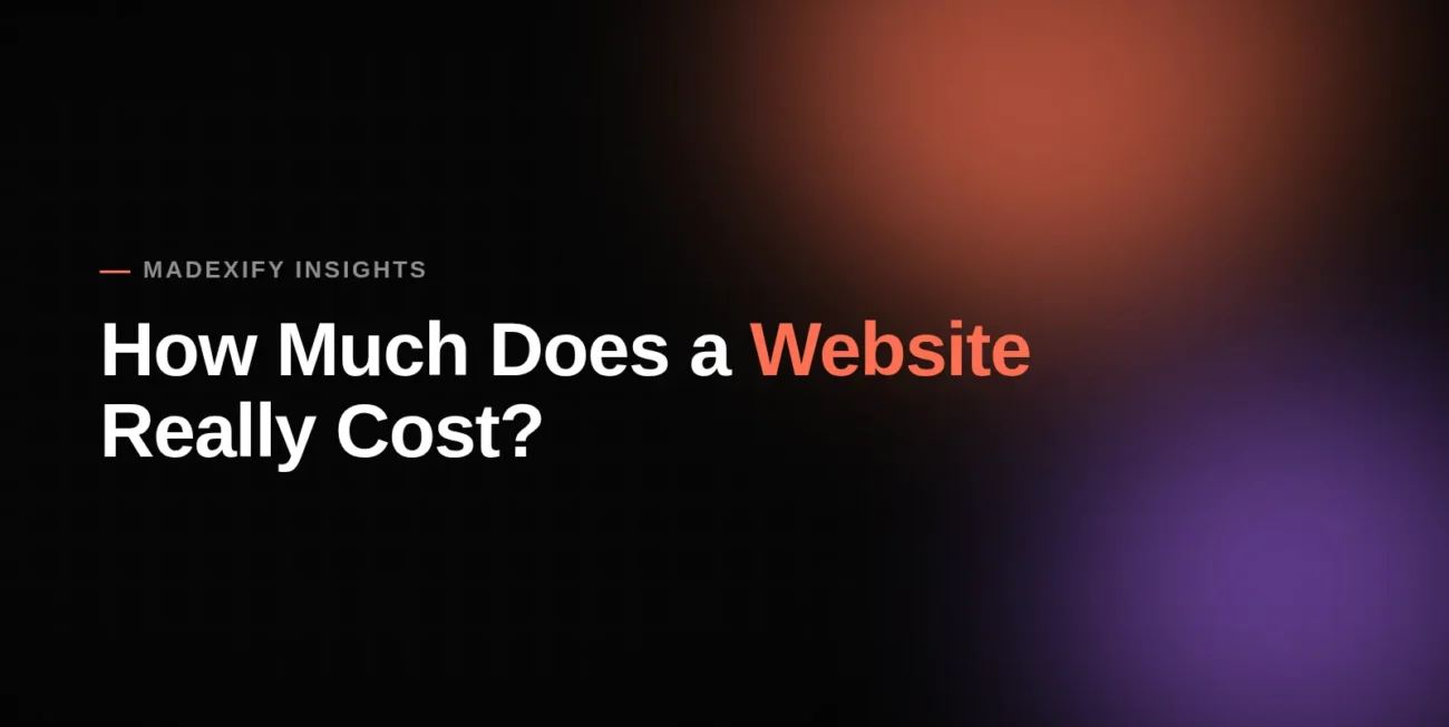 Blog cover graphic: How much does a website really cost? Madexify web design pricing guide
