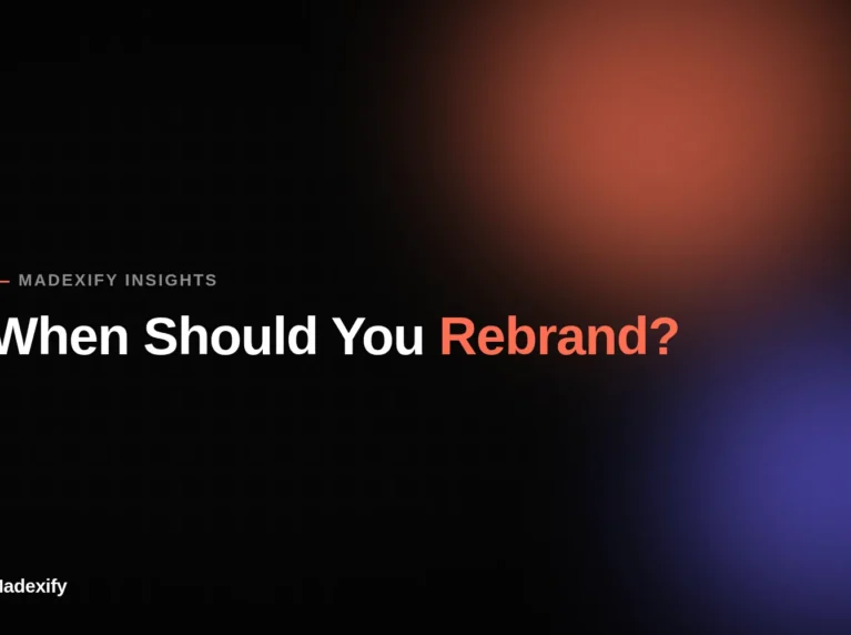 Blog cover graphic: Signs it is time to rebrand your business - Madexify branding guide