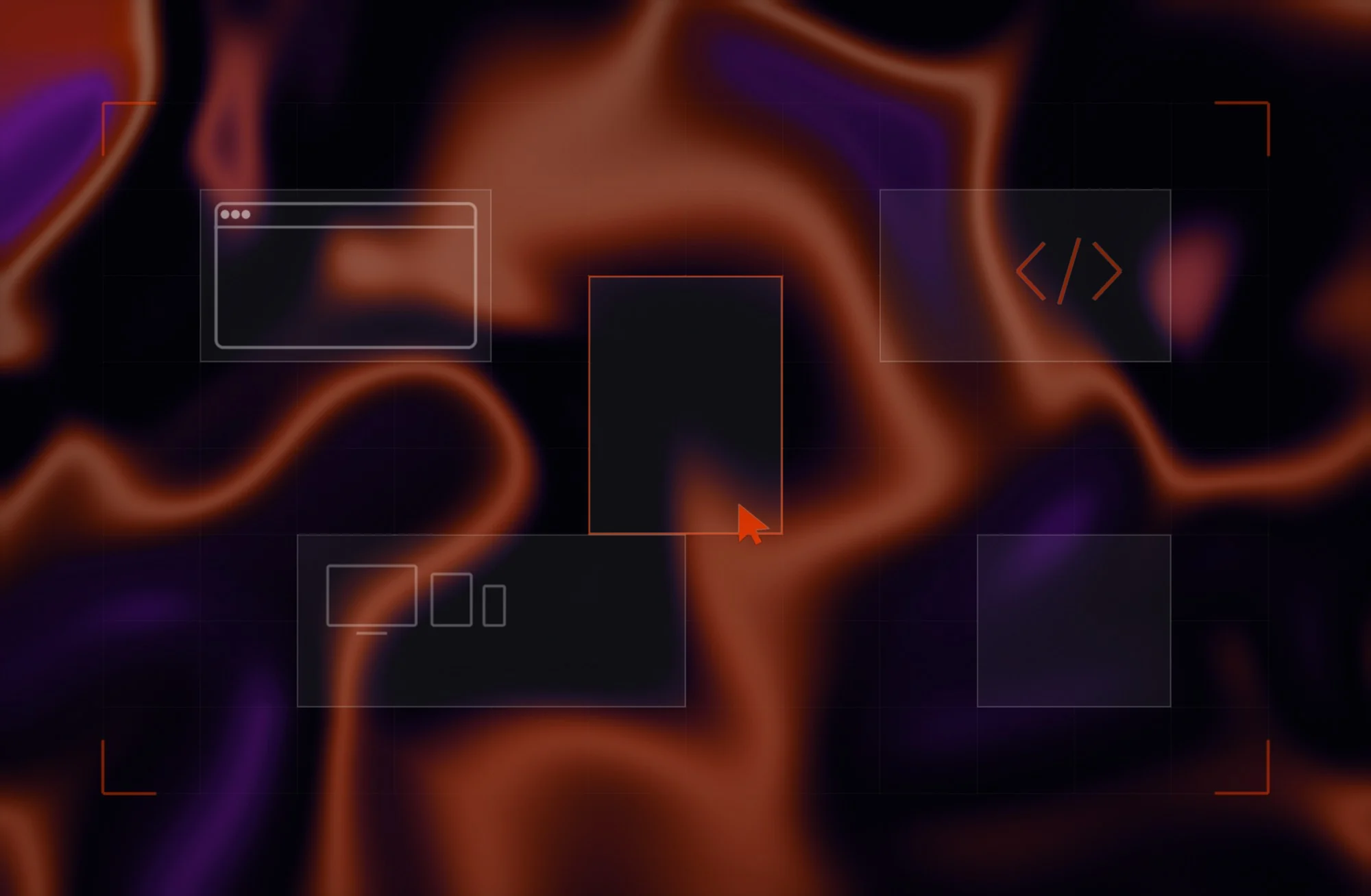 Abstract Madexify artwork of a responsive layout shown across desktop and mobile device frames