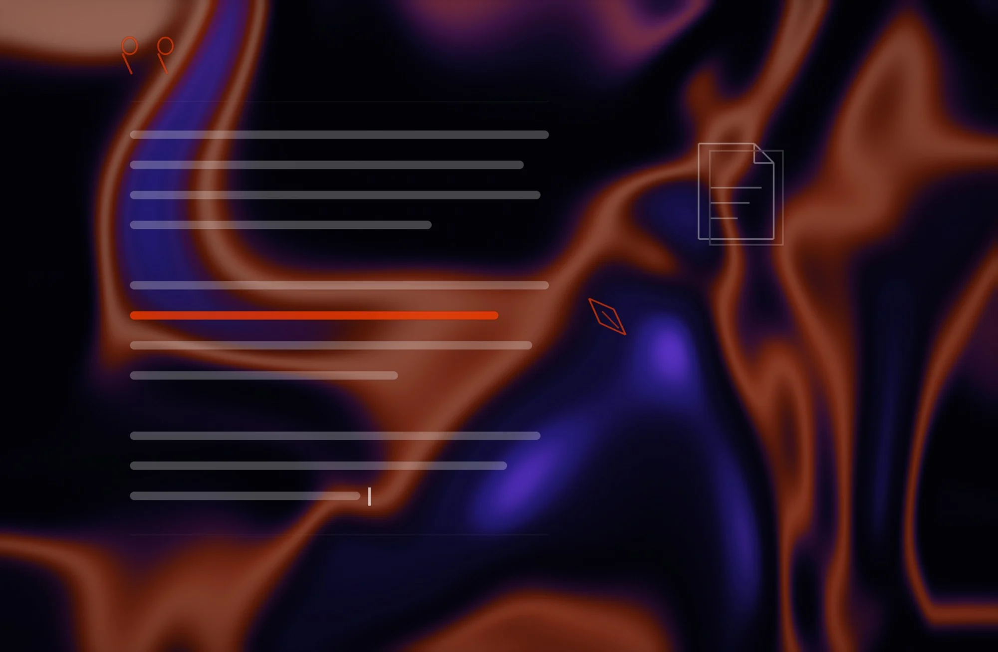 Abstract Madexify artwork of content writing - a document, text caret and columns of set type in brand colours